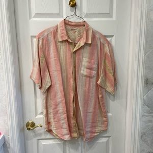 Striped linen Tommy Bahama Button Down Short Sleeve Top.